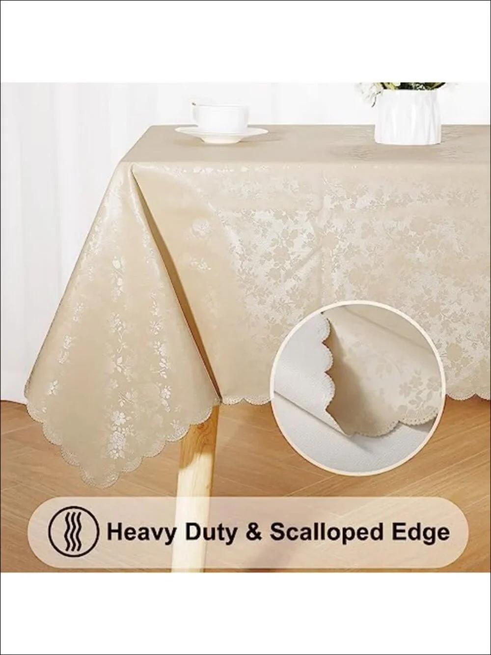 Waterproof Heavy Duty Vinyl Tablecloth 60x120 Rectangle Floral